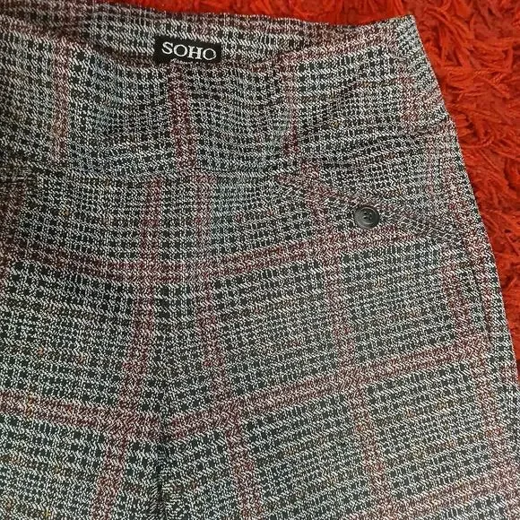 SOHO Apparel Ltd Women's Pants Small Black Check Stretch Pull‎ On Slim Fit Y2K - Picture 4 of 9